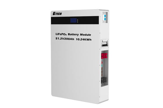 G TECH 51.2V 200Ah 10KWH Wall Mounted LiFePO4 Battery with Long Cycle Life for Solar Energy Storage