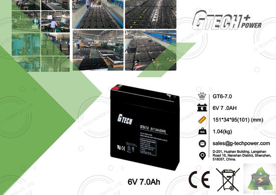 1.04KG sealed maintenance free rechargeable battery 6v 7ah For Alarm System