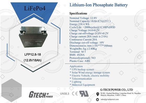 12.8V 18Ah LiFePO4 Battery Pack For UPS System Lead Acid Battery Replacement