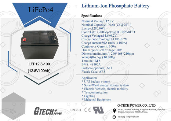 12.8V 100Ah Safety Deep Cycle Lithium-Ion Battery For Solar Storage